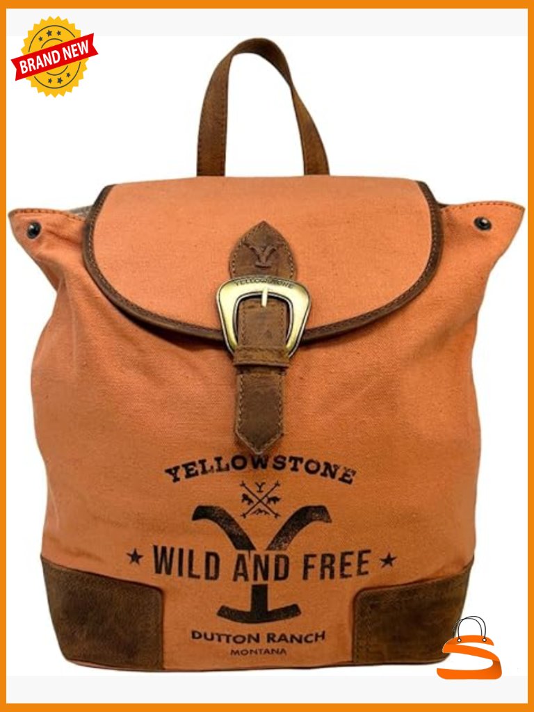 Western Upcycled Canvas Backpack - Licensed Yellowstone Knapsack Snap Closure